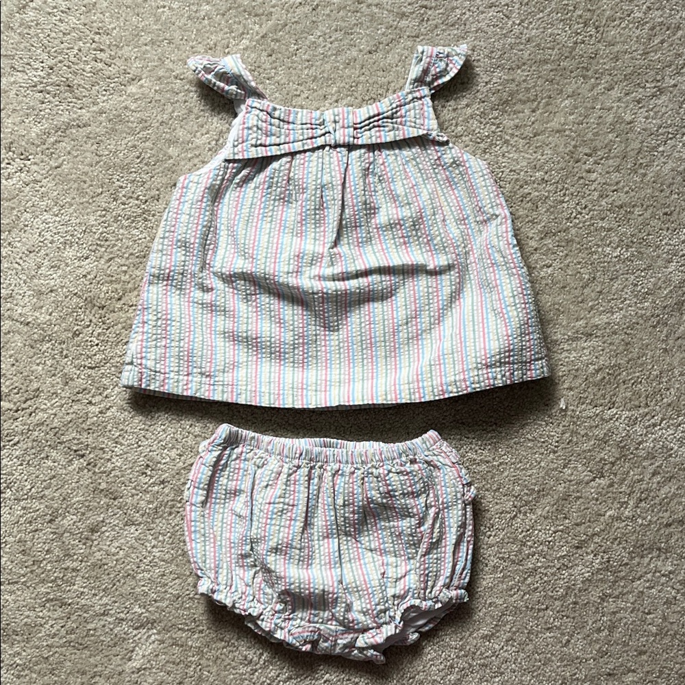 Janie and Jack Pastel Seersucker Bloomers Set